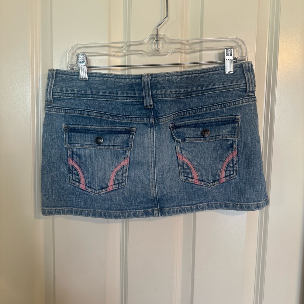 Hollister Light Blue Denim Stretch Mini Skirt